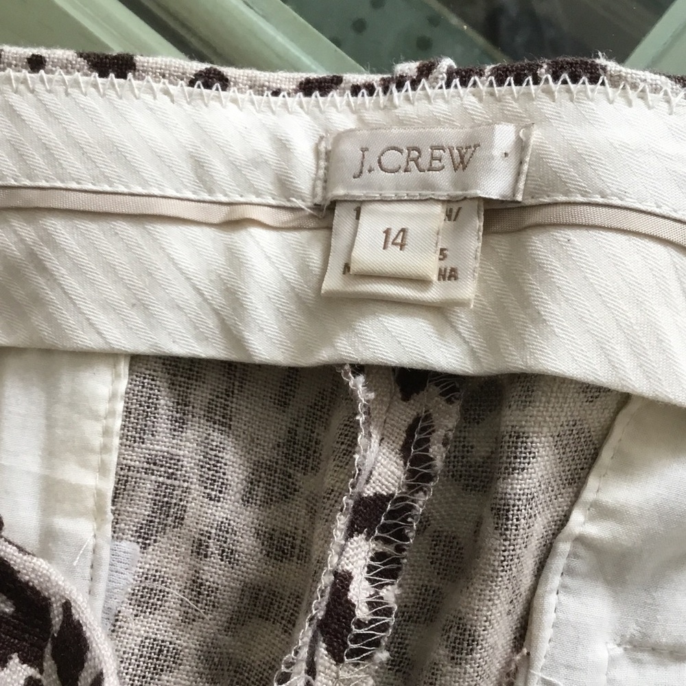 J.Crew women’s Brown and Cream Patterned Cafe Capri pants
